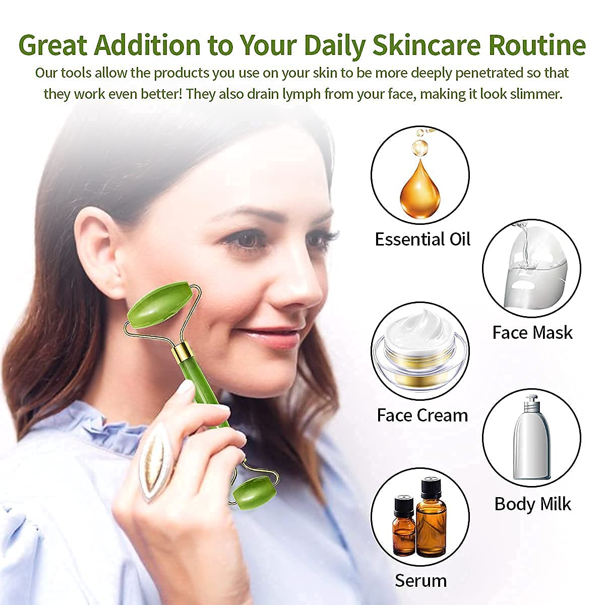 Gua Sha Stone And Anti Aging Jade Roller Massager